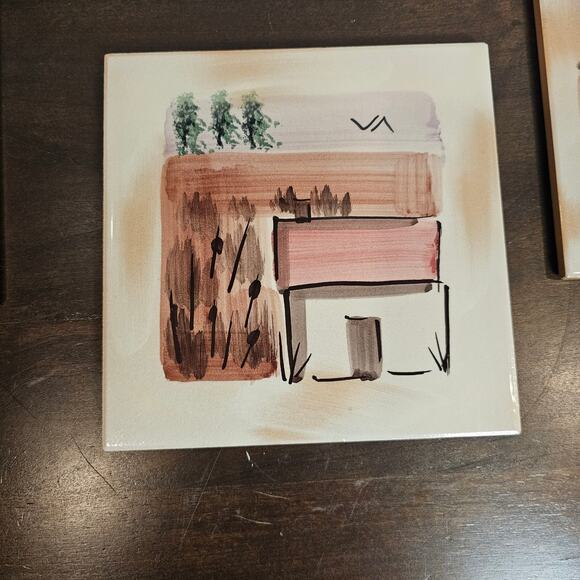 Cristina Fortini Signed Hand Painted Tiles - 3 - Picture 2 of 5